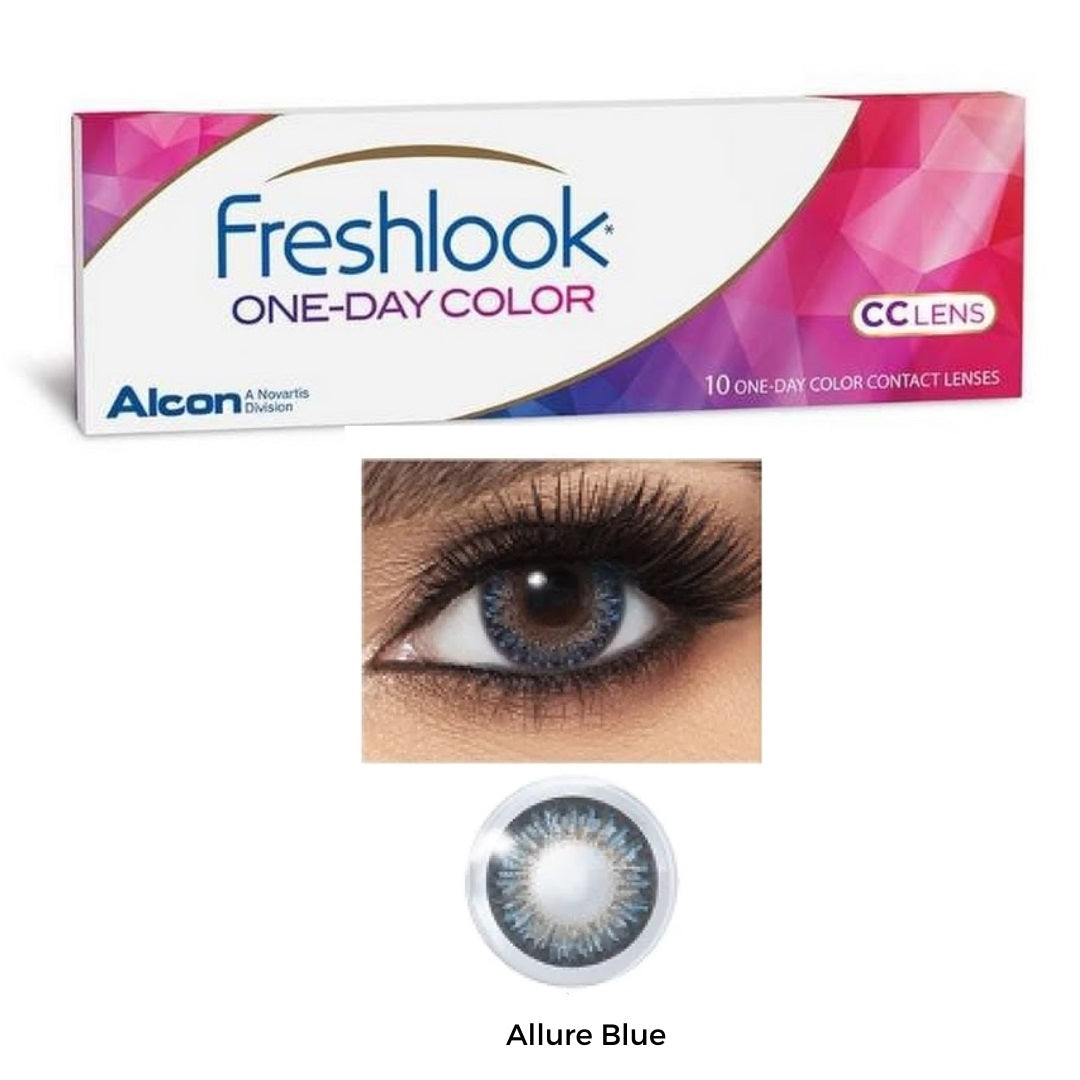 Freshlook Circle Color Allure Blue - Daily Disposable Color Contact Lenses One-Day CC Lenses From Alcon (10 Lens/Box)