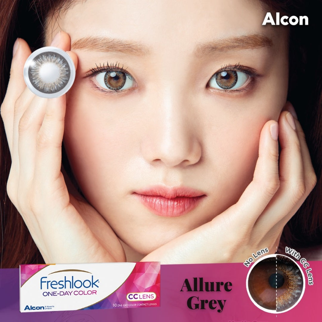 Freshlook Circle Color Allure Gray - Daily Disposable Color Contact Lenses One-Day CC Lenses From Alcon (10 Lens/Box)