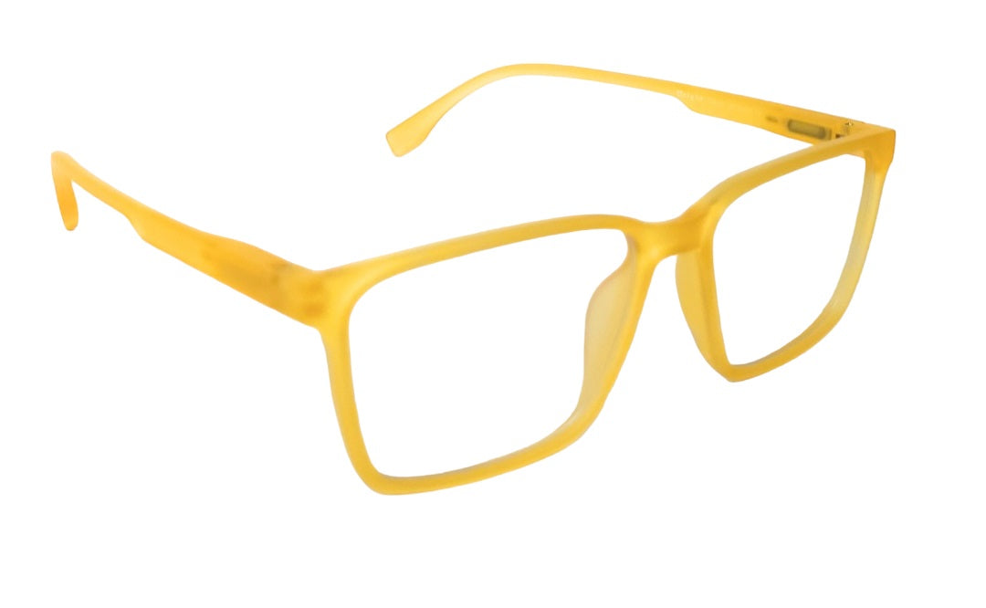 affaires BLU | Zero Power Blue Cut Computer Glasses | Anti Glare, Lightweight & Blocks Harmful Rays | UV Protection Specs | Men & Women | Large | LK 883 | LK-321 - Yellow