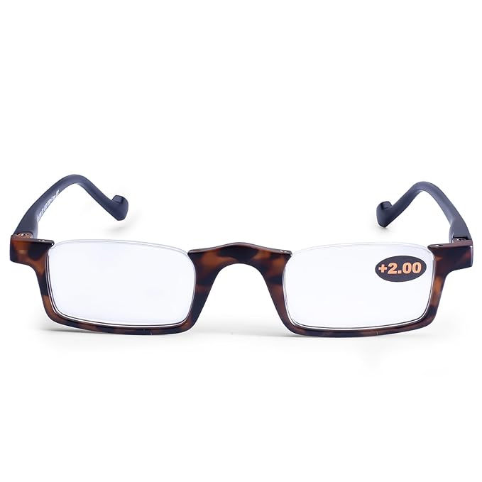 Designer Half Rimless from TOP Frames | affaires Plastic Reading Glasses |  Clear Near Vision for Reading | Stylish Design | DA Brown