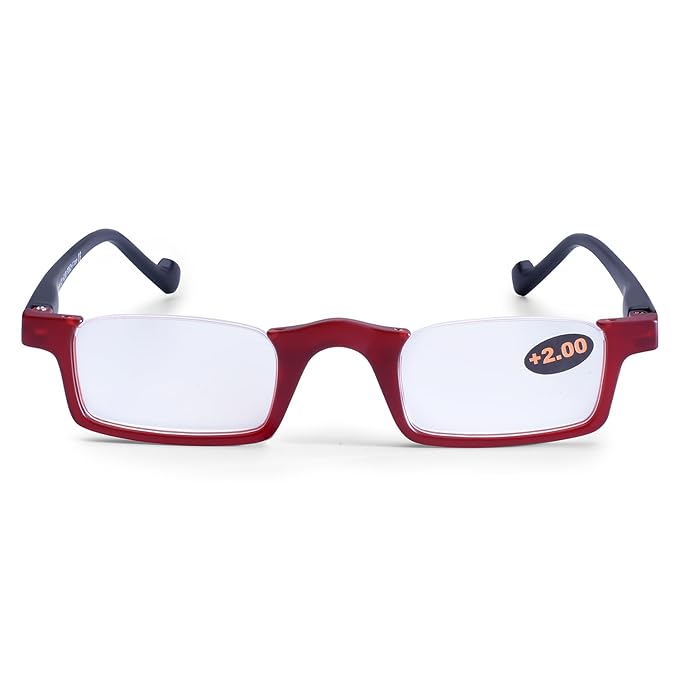 Designer Half Rimless from TOP Frames | affaires Plastic Reading Glasses | Clear Near Vision for Reading | Stylish Design | Red