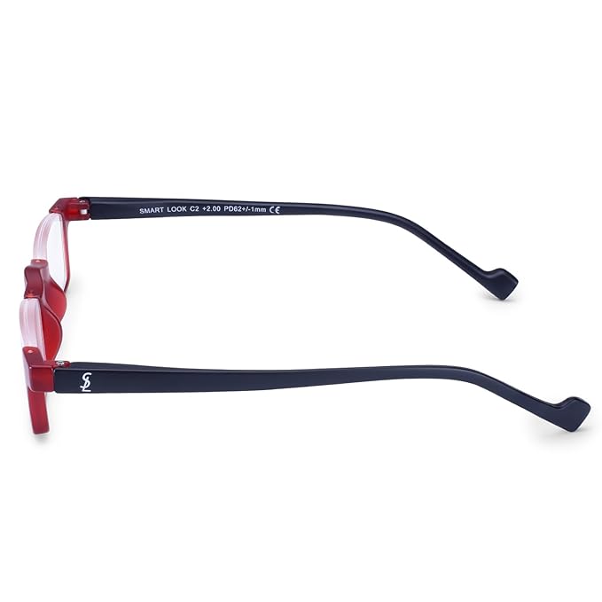 Designer Half Rimless from TOP Frames | affaires Plastic Reading Glasses |  Clear Near Vision for Reading | Stylish Design | Red