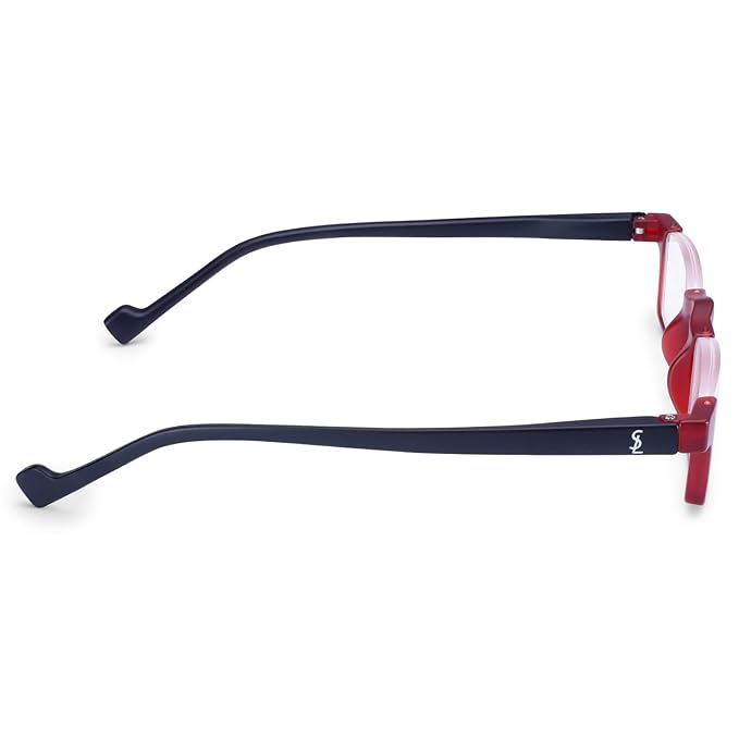 Designer Half Rimless from TOP Frames | affaires Plastic Reading Glasses |  Clear Near Vision for Reading | Stylish Design | Red