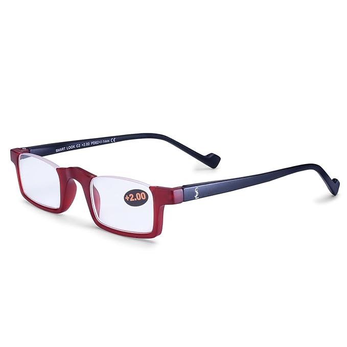 Designer Half Rimless from TOP Frames | affaires Plastic Reading Glasses |  Clear Near Vision for Reading | Stylish Design | Red