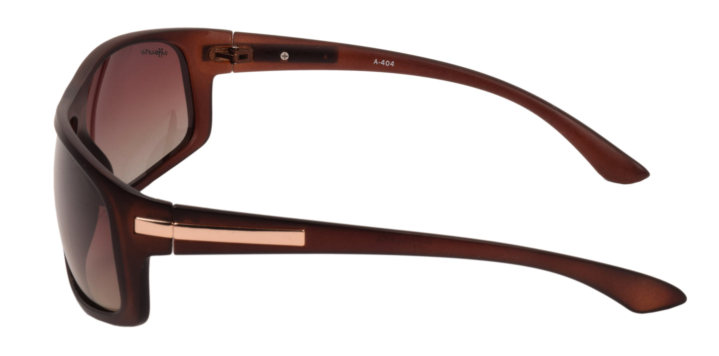 Affaires Sunglasses Brown Wrap Full Rim A-404