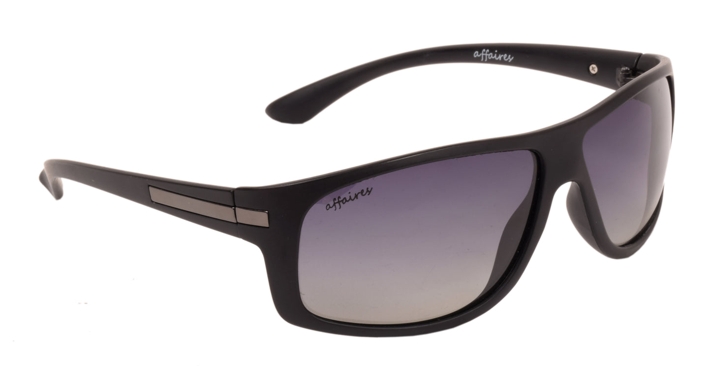 Affaires Sunglasses Black Wrap Full Rim A-405