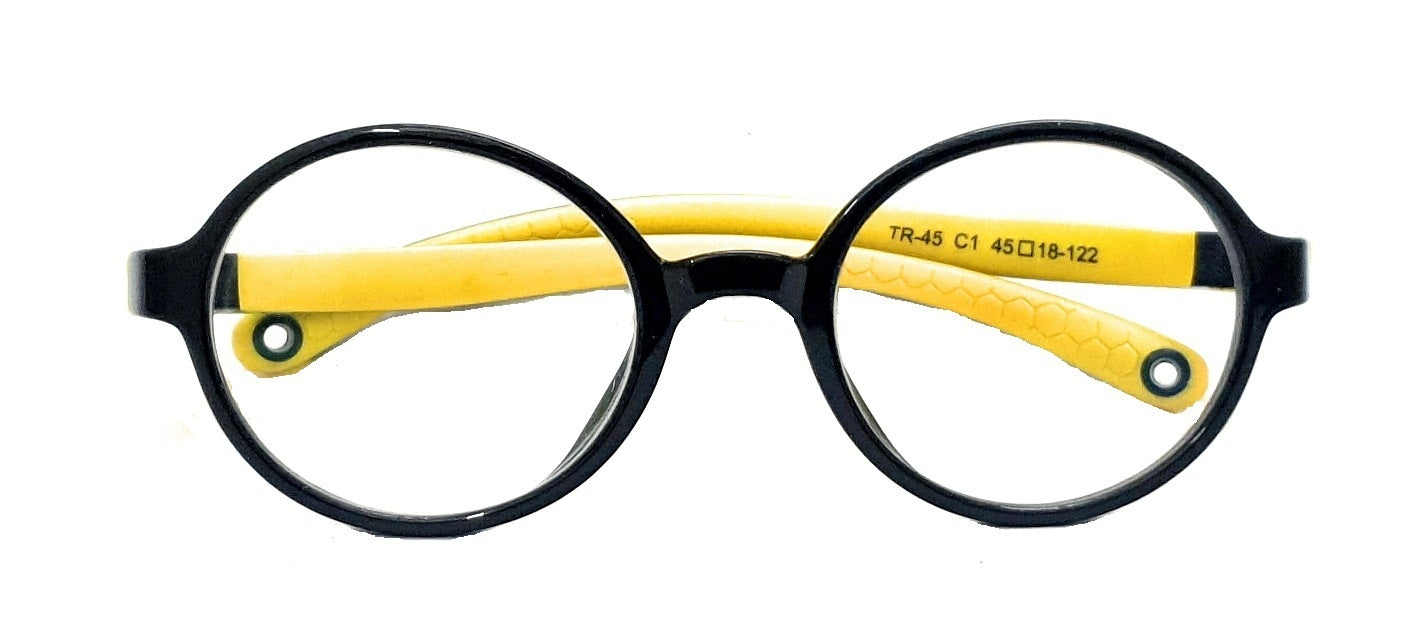 Affaires Kids Black and Yellow Blue Light Filter Computer Glasses with flexible frames and anti-reflection transparent lenses for eye protection