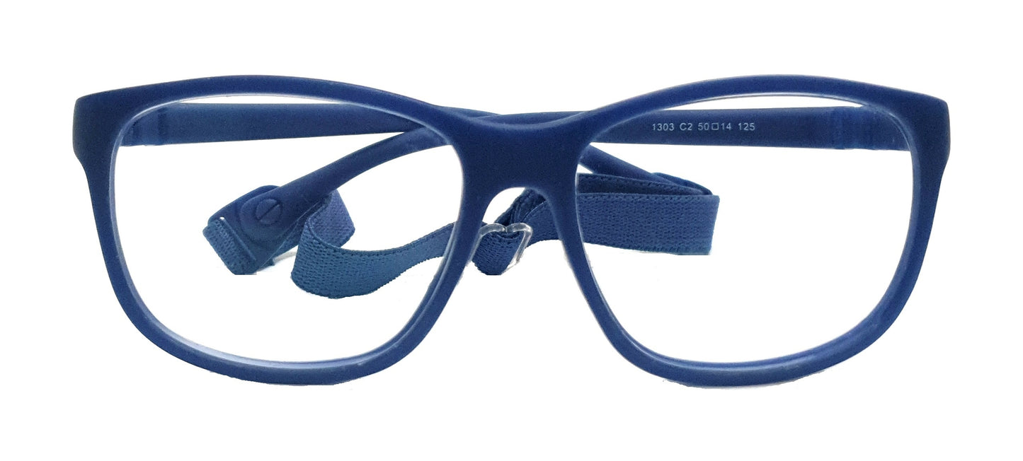 Affaires Blue Ray Block glasses Frames for Kids, Flexible, Bendable, No Screws, Glasses with anti-reflection | BC-284 (Dark Blue)