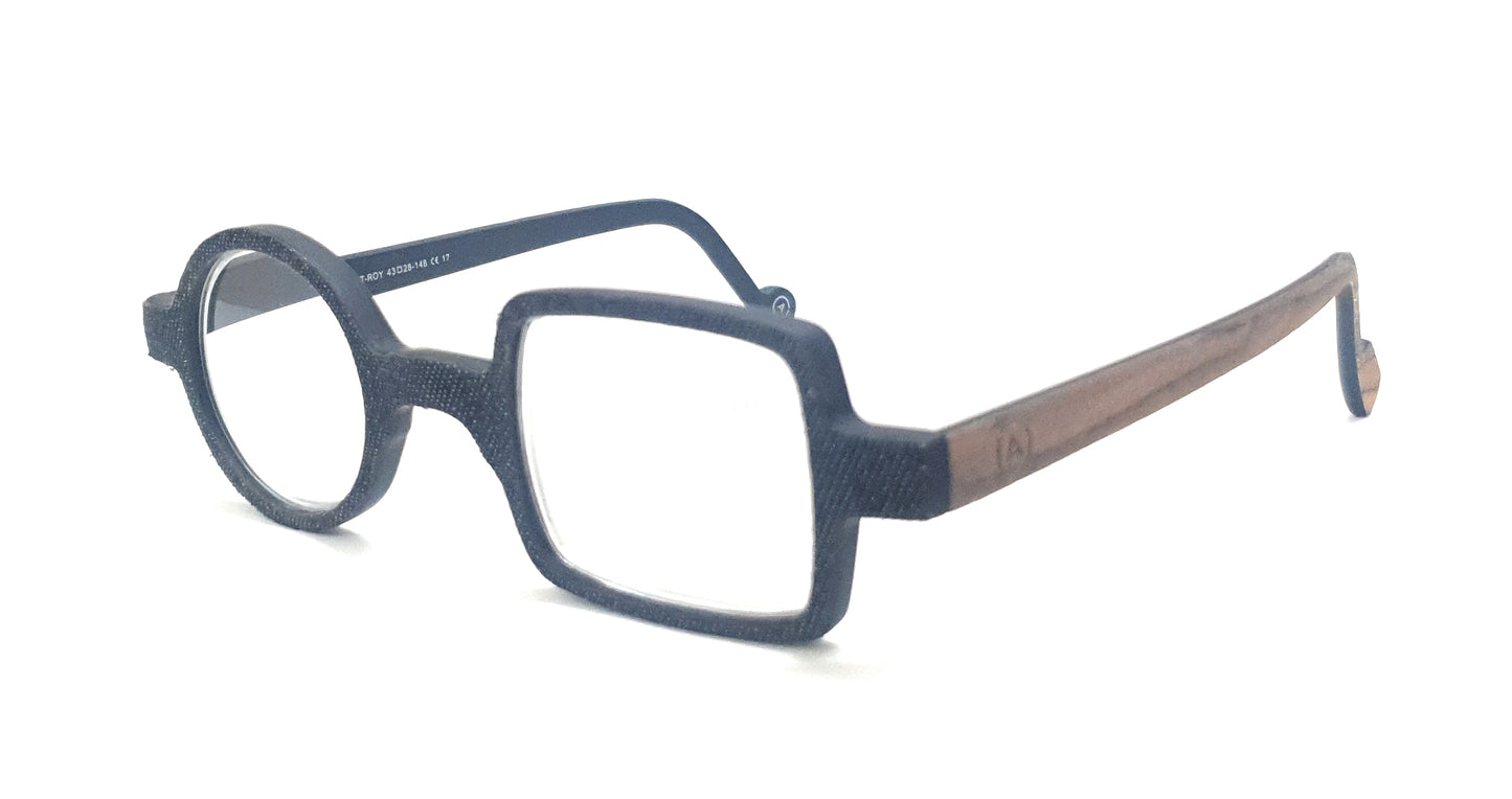 Affaires Trendy One Round One Square Spectacles Glasses Frame Unique Premium Eyewear – ROY ( Black – Brown )