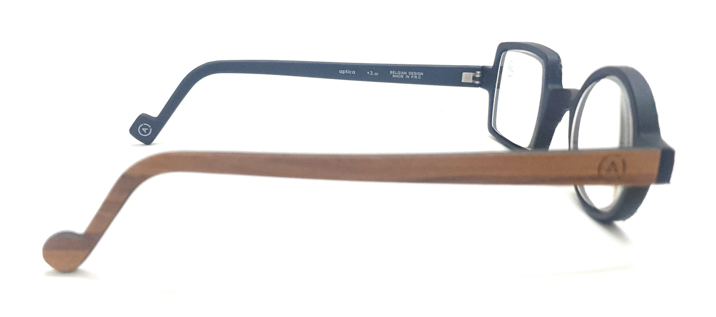 Affaires Trendy One Round One Square Reading Glasses Frame Unique Premium Eyewear – ROY ( Black – Brown )