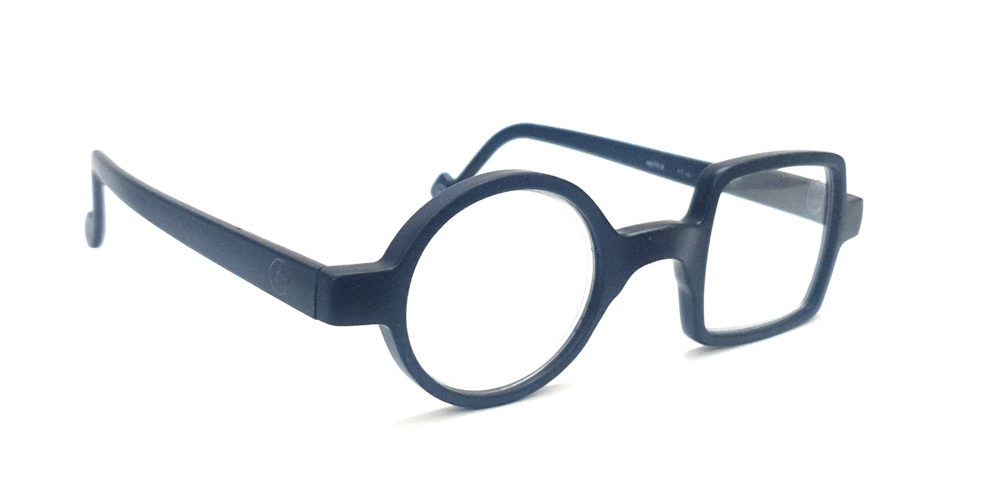 Affaires Trendy One Round One Square Reading Glasses Frame Unique Premium Eyewear – ANDY ( Matte Black )