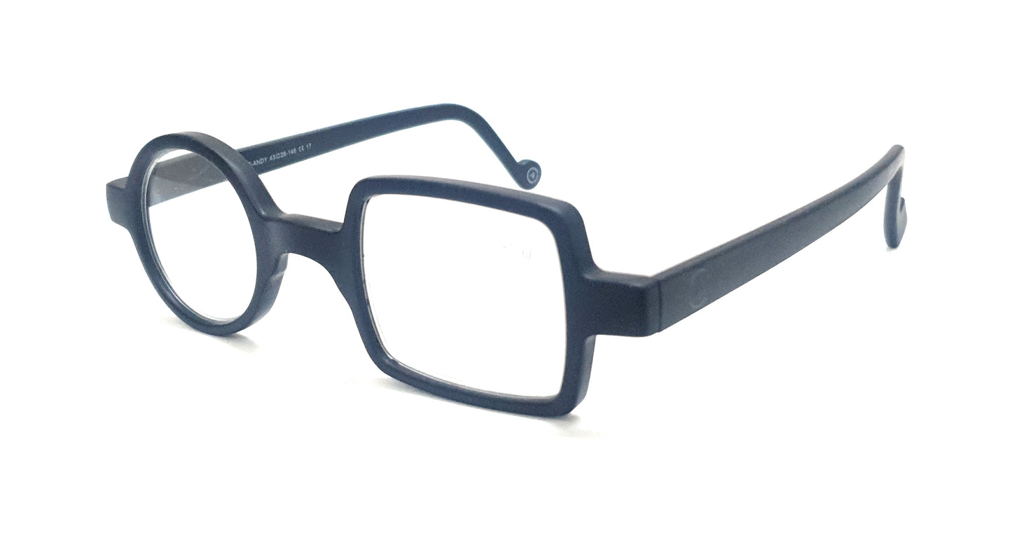 Affaires Trendy One Round One Square Reading Glasses Frame Unique Premium Eyewear – ANDY ( Matte Black )