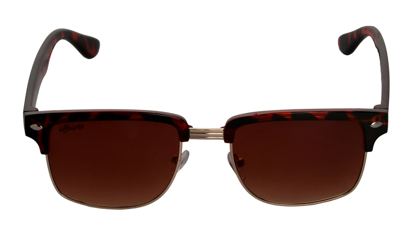 Affaires Sunglasses Fashionable Square Unisex A-423 (Brown)