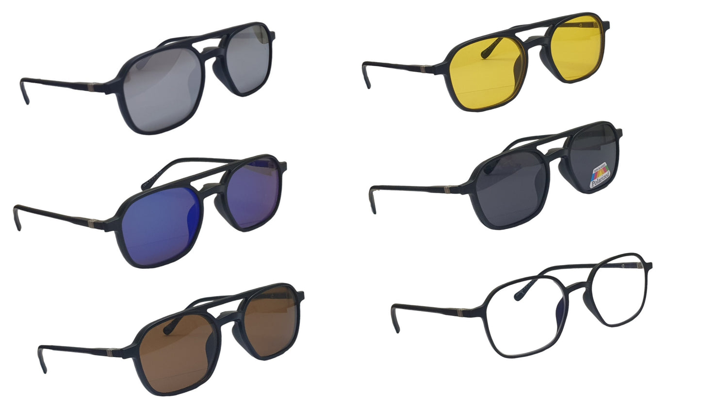 Magnetic 5Pcs Clip-on Blue Block Computer Glasses with anti-reflection | Polarized Clip-on Frame with Zero Power (2307A) BC-189