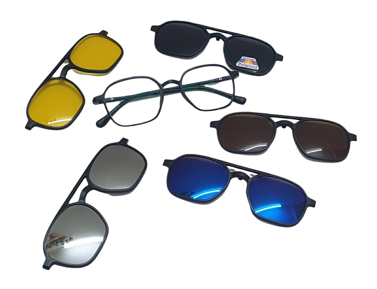 Magnetic 5Pcs Clip-on Blue Block Computer Glasses with anti-reflection | Polarized Clip-on Frame with Zero Power (2307A) BC-189