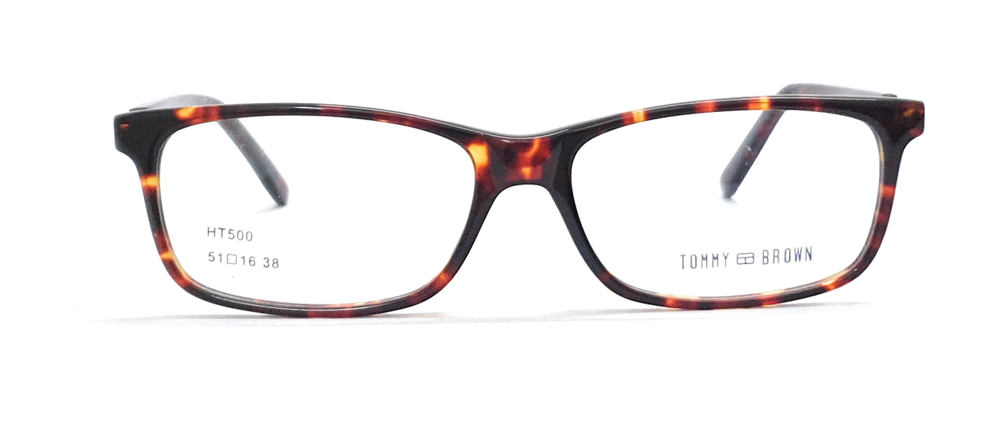 Tommy Brown Eyeglasses Rectangle Spectacle HT500 DA Brown