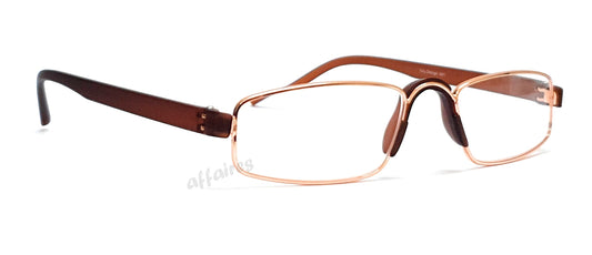 Affaires Reading Glass Fix Nose Pad Unisex Rectangle Full Rim Power Reading Spectacle Glasses for Near Vision Color Golden