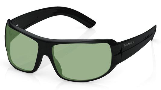 Fastrack Black Wraparound Sunglasses Green Lens P190GR2