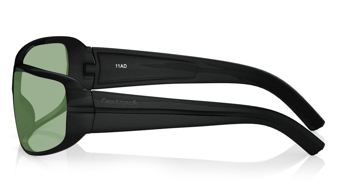 Fastrack Black Wraparound Sunglasses Green Lens P190GR2