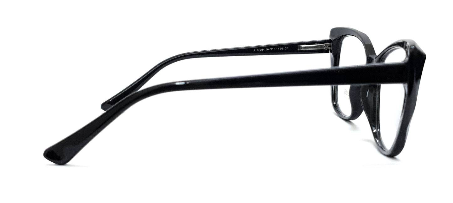 Pegasus Cateye Eyeglasses Spectacle LH3004 with Power ANTI-GLARE-Reflective Glasses Black PE-001