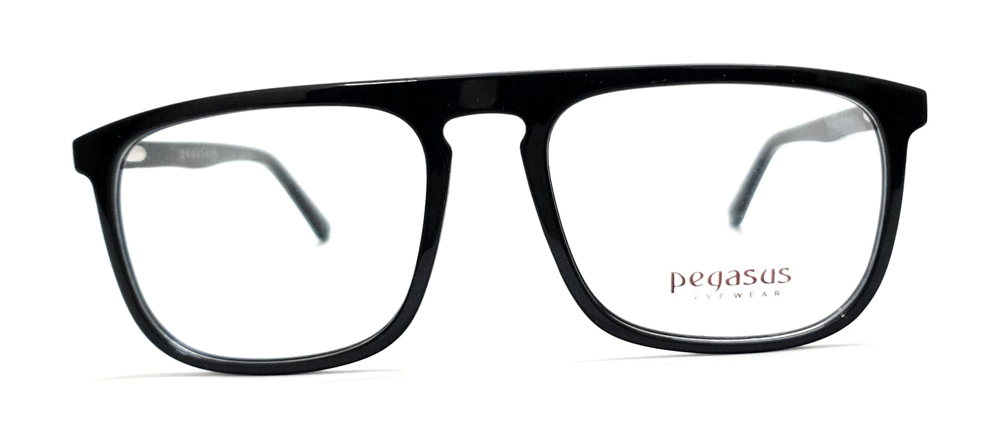 Pegasus Retro Eyeglasses Spectacle 1008 with Power ANTI-GLARE-Reflective Glasses Black PE-006