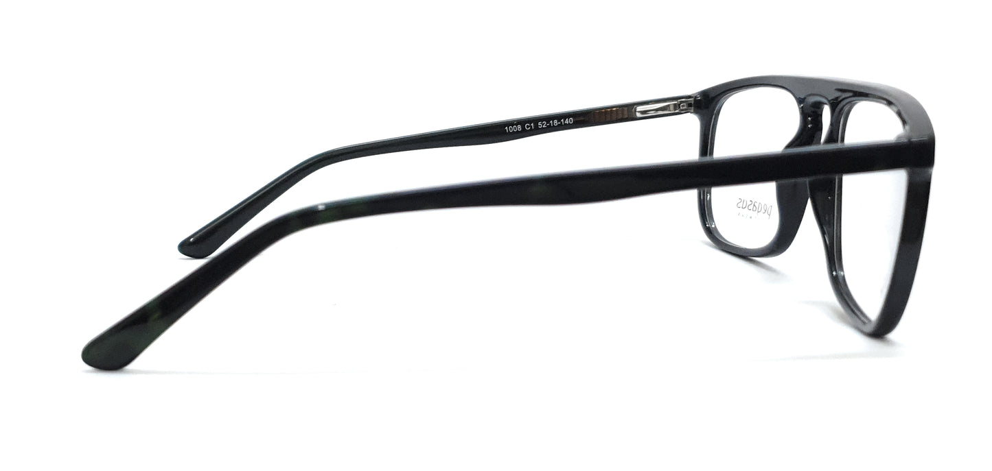 Pegasus Retro Eyeglasses Spectacle 1008 with Power ANTI-GLARE-Reflective Glasses Black PE-006