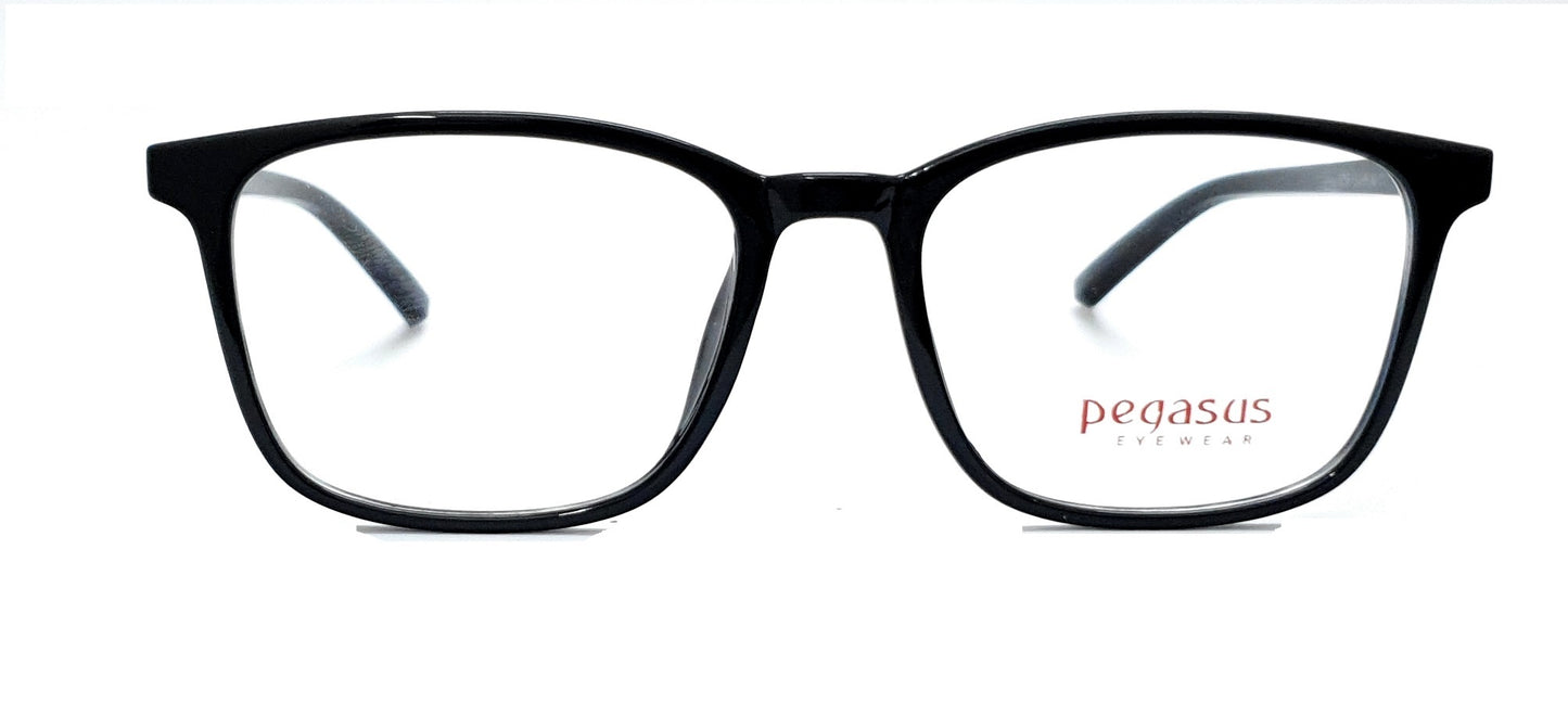 Pegasus Trendy Eyeglasses Spectacle 8256 with Power ANTI-GLARE-Reflective Glasses Black PE-030