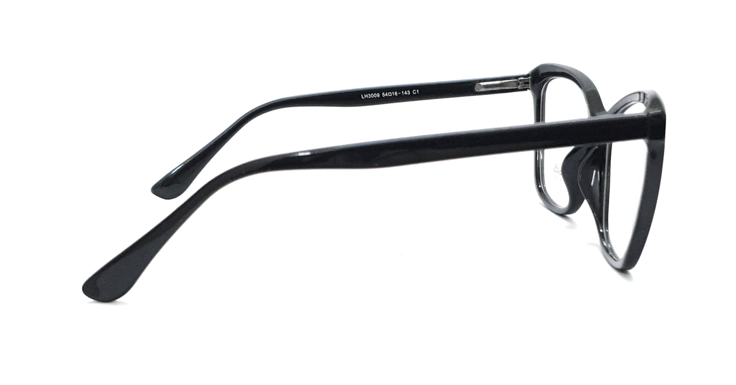 Pegasus Retro Eyeglasses Spectacle LH3009 with Power ANTI-GLARE-Reflective Glasses Black PE-037