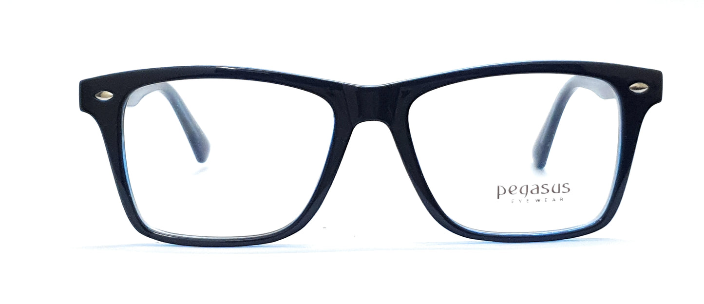 Pegasus Wayfarer Eyeglasses Spectacle LH6010 with Power ANTI-GLARE-Reflective Glasses Blue PE-017