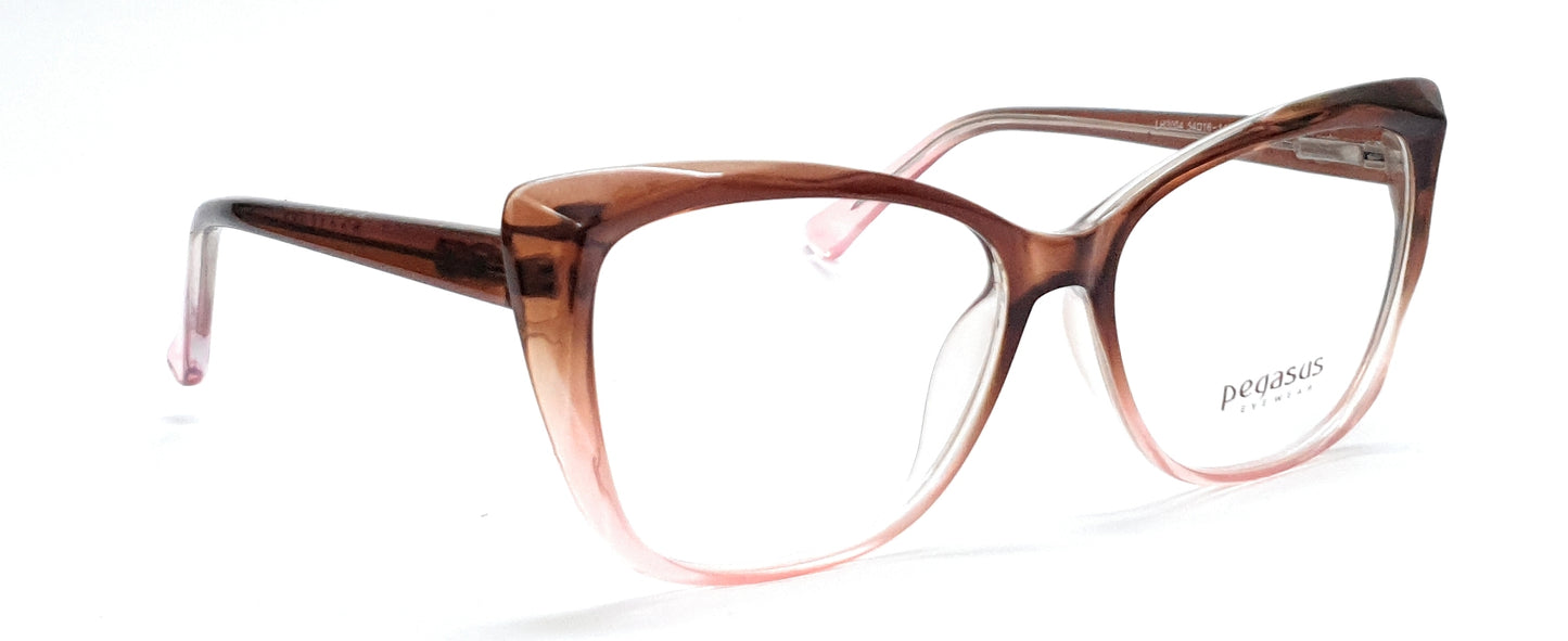 Pegasus Cateye Eyeglasses Spectacle LH3004 with Power ANTI-GLARE-Reflective Glasses Brown PE-005