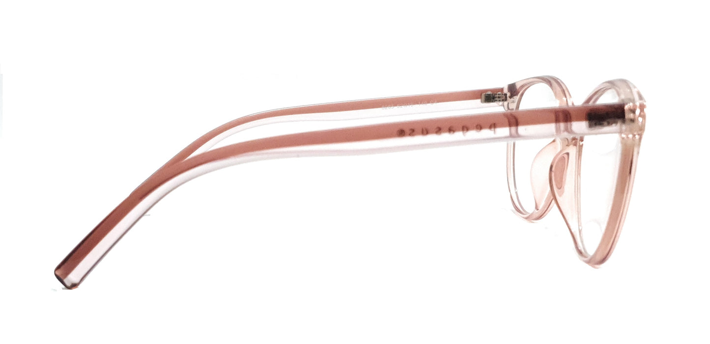 Pegasus Round Eyeglasses Spectacle 8265 with Power ANTI-GLARE-Reflective Glasses Brown Transparent PE-048