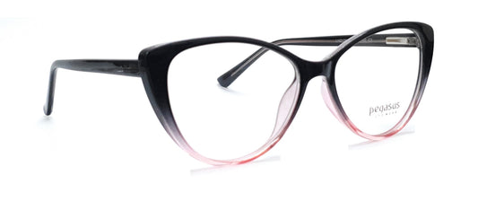 Pegasus CatEye Eyeglasses Spectacle LH2129 with Power ANTI-GLARE-Reflective Glasses Gradual Black PE-012