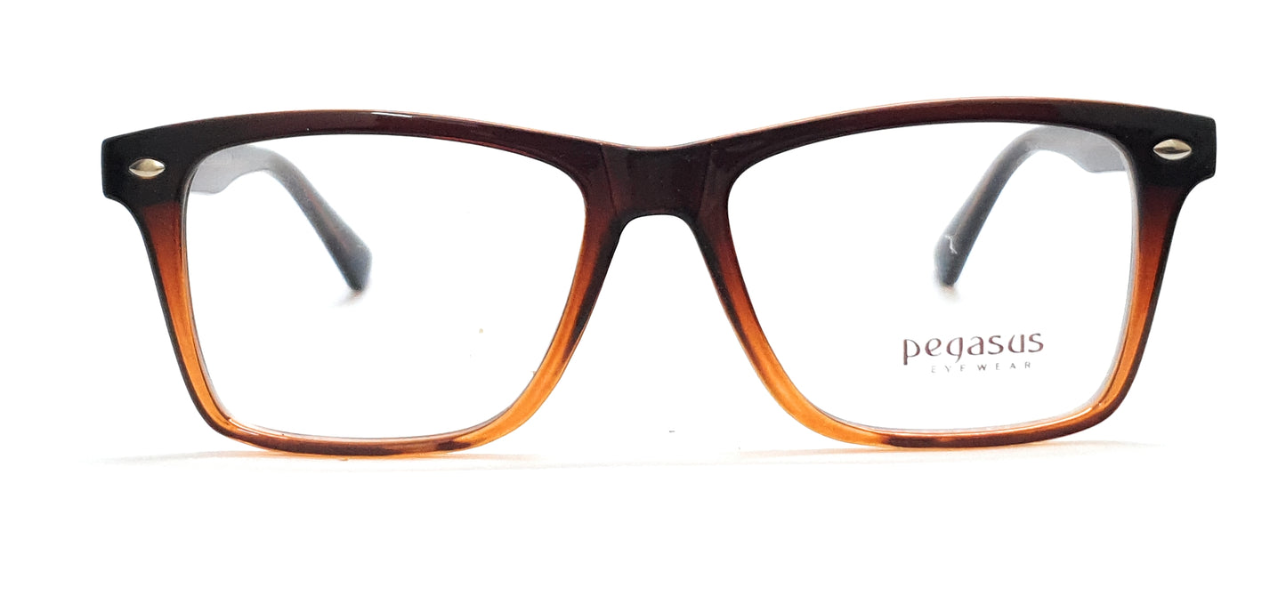 Pegasus Wayfarer Eyeglasses Spectacle LH6010 with Power ANTI-GLARE-Reflective Glasses Gradual Brown PE-016