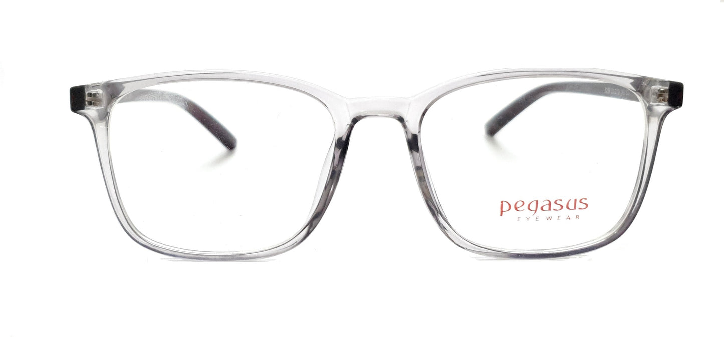 Pegasus Trendy Eyeglasses Spectacle 8256 with Power ANTI-GLARE-Reflective Glasses Grey Transparent PE-031