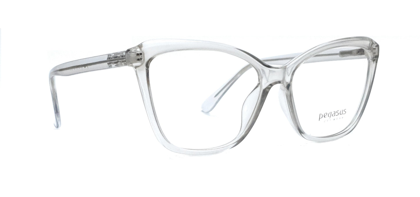 Pegasus Retro Eyeglasses Spectacle LH3009 with Power ANTI-GLARE-Reflective Glasses Grey Transparent PE-041