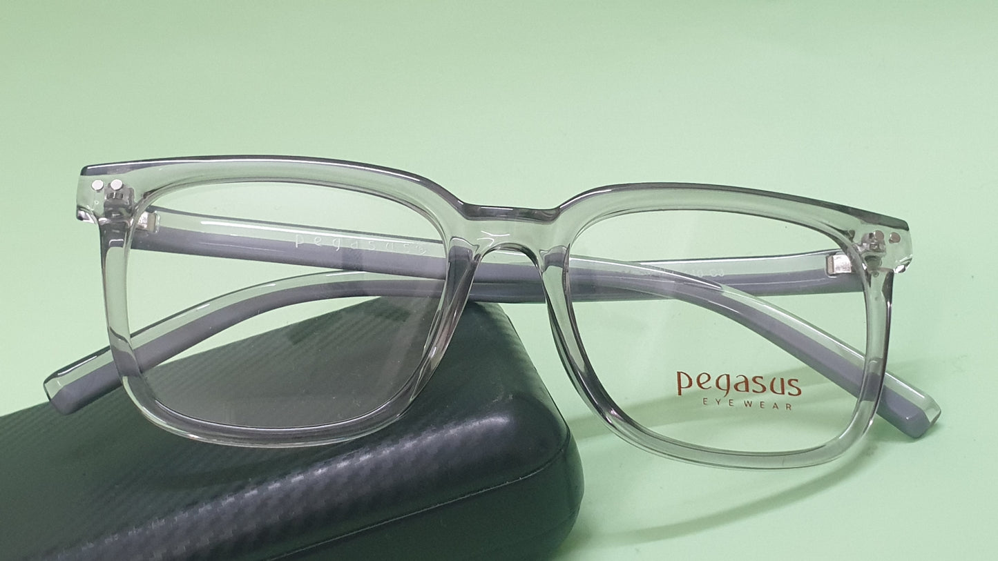 Pegasus Eyeglasses Spectacle 8261 with Power ANTI-GLARE-Reflective Glasses Grey Transparent PE-043