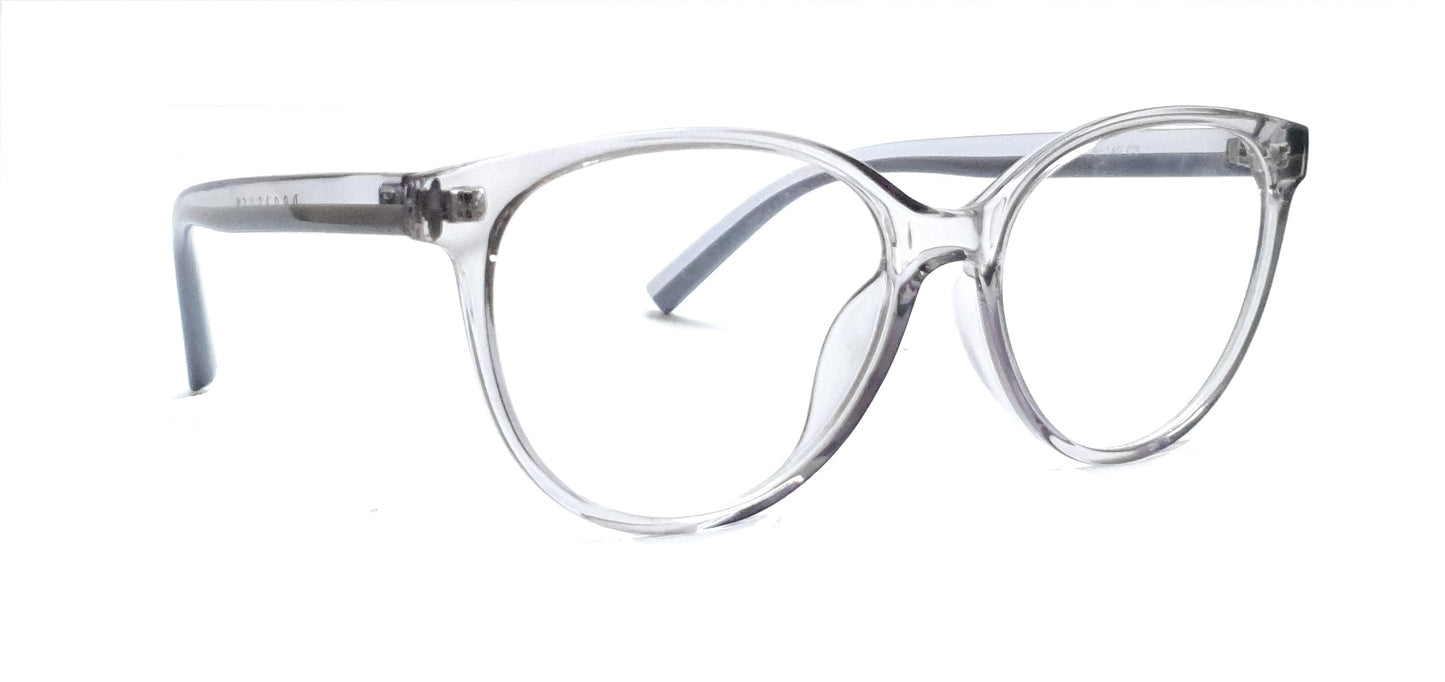 Pegasus Round Eyeglasses Spectacle 8265 with Power ANTI-GLARE-Reflective Glasses Grey Transparent PE-047