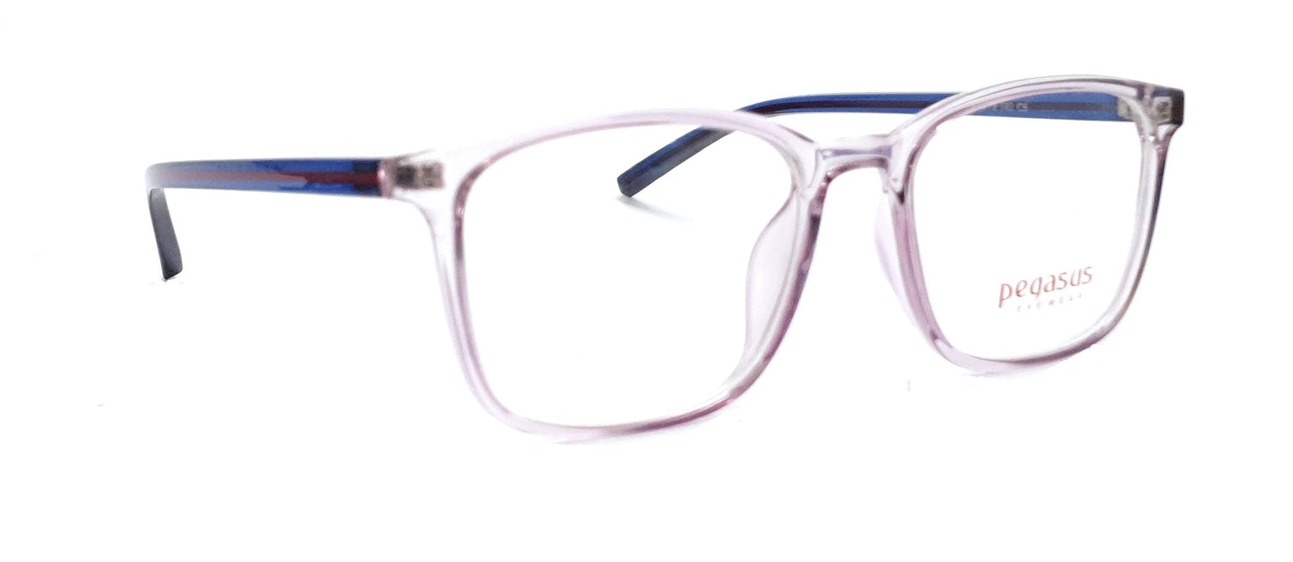 Pegasus Trendy Eyeglasses Spectacle 8256 with Power ANTI-GLARE-Reflective Glasses Light Pink Transparent PE-032