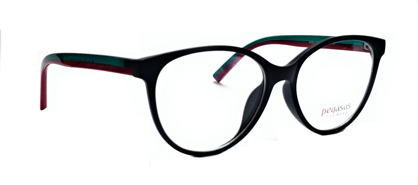 Pegasus Round Eyeglasses Spectacle 8265 with Power ANTI-GLARE-Reflective Glasses Matte Black PE-049