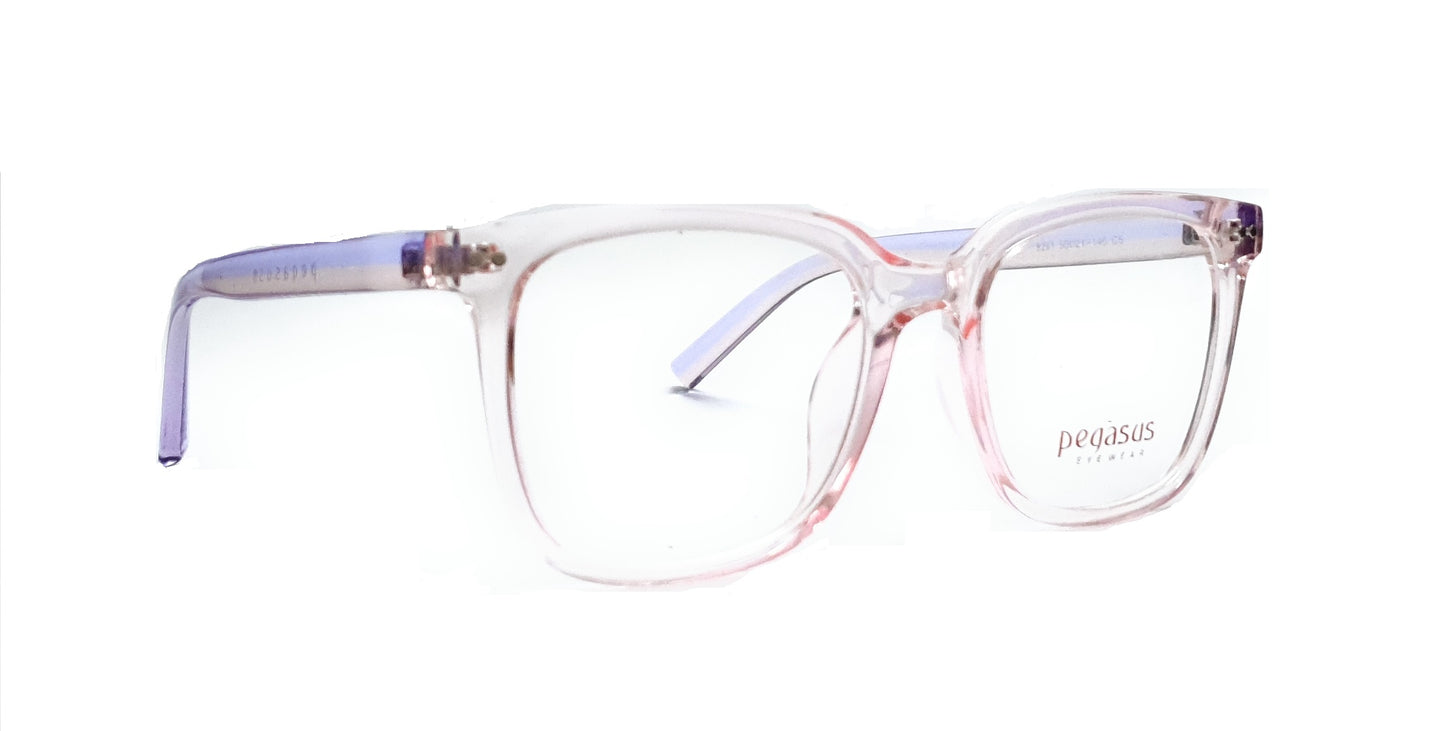 Pegasus Eyeglasses Spectacle 8261 with Power ANTI-GLARE-Reflective Glasses Pink Transparent PE-044