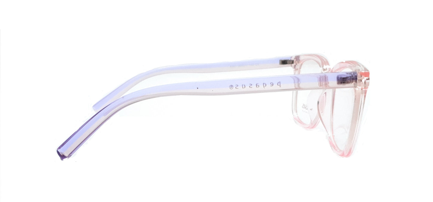 Pegasus Eyeglasses Spectacle 8261 with Power ANTI-GLARE-Reflective Glasses Pink Transparent PE-044