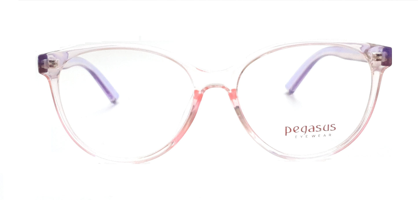 Pegasus Round Eyeglasses Spectacle 8265 with Power ANTI-GLARE-Reflective Glasses Pink Transparent PE-050