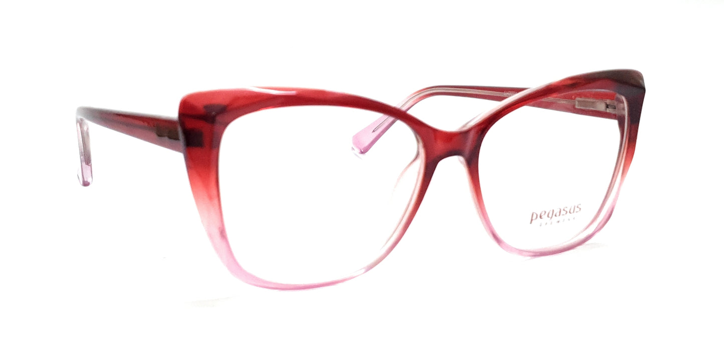 Pegasus Cateye Eyeglasses Spectacle LH3004 with Power ANTI-GLARE-Reflective Glasses Red-Pink PE-004