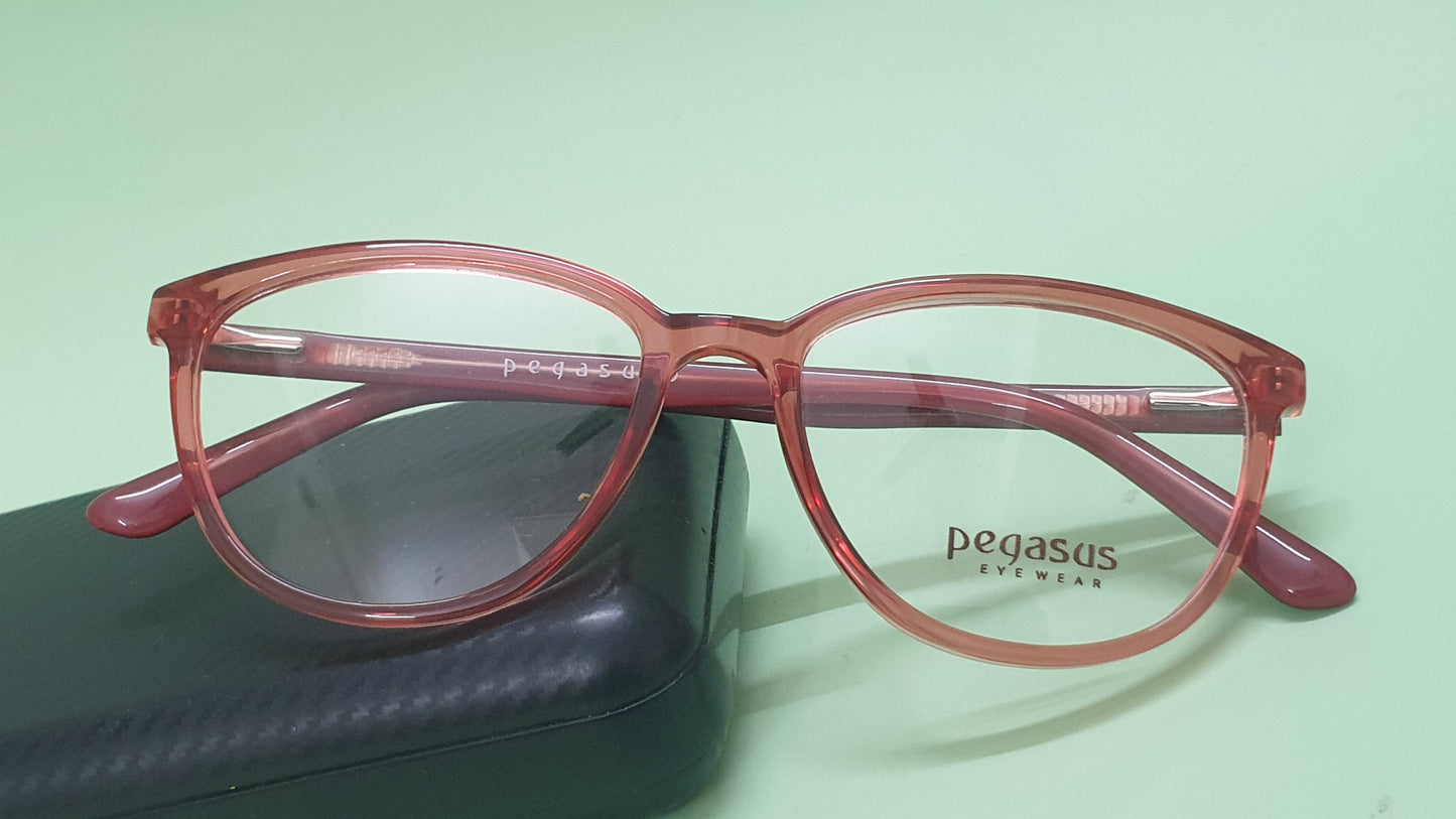 Pegasus Fashionable Eyeglasses Spectacle 1007 with Power ANTI-GLARE-Reflective Glasses Red PE-054