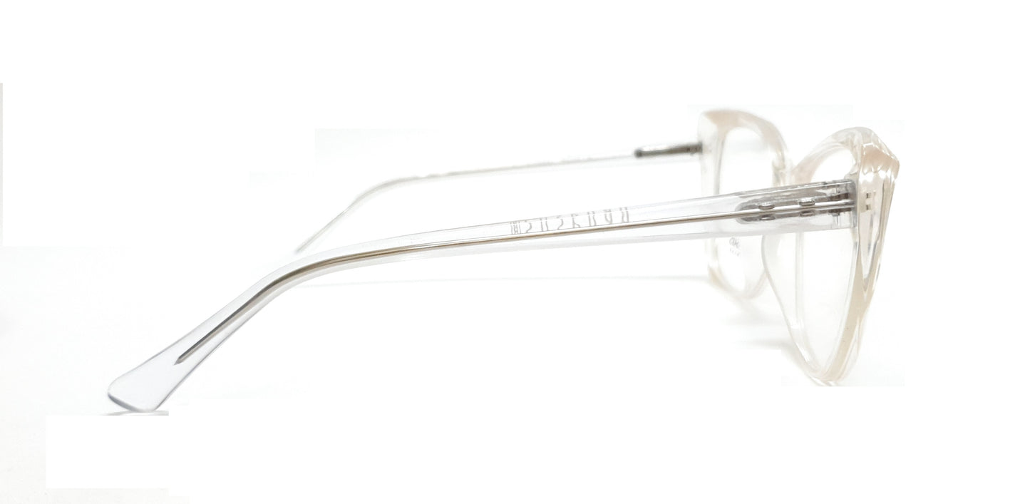 Pegasus Cateye Eyeglasses Spectacle LH3004 with Power ANTI-GLARE-Reflective Glasses White Transparent PE-002