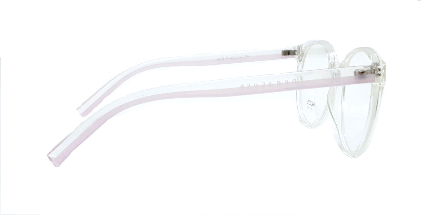 Pegasus Round Eyeglasses Spectacle 8263 with Power ANTI-GLARE-Reflective Glasses White Transparent  PE-033