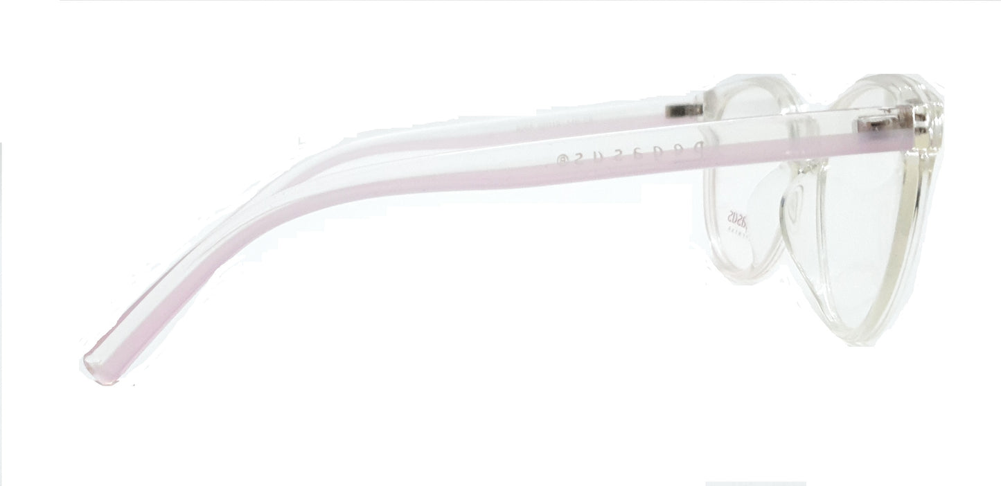 Pegasus Round Eyeglasses Spectacle 8265 with Power ANTI-GLARE-Reflective Glasses White Transparent PE-046