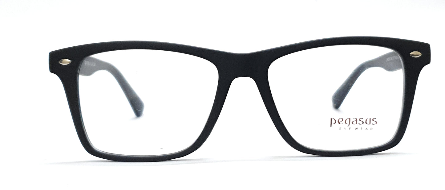 Pegasus Wayfarer Eyeglasses Spectacle LH6010 with Power ANTI-GLARE-Reflective Glasses Matte Black PE-018
