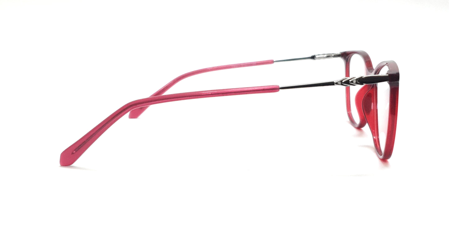 Trendy Eyeglasses Spectacle TN-001 with Power ANTI-GLARE-Reflective Glasses Red VS-017