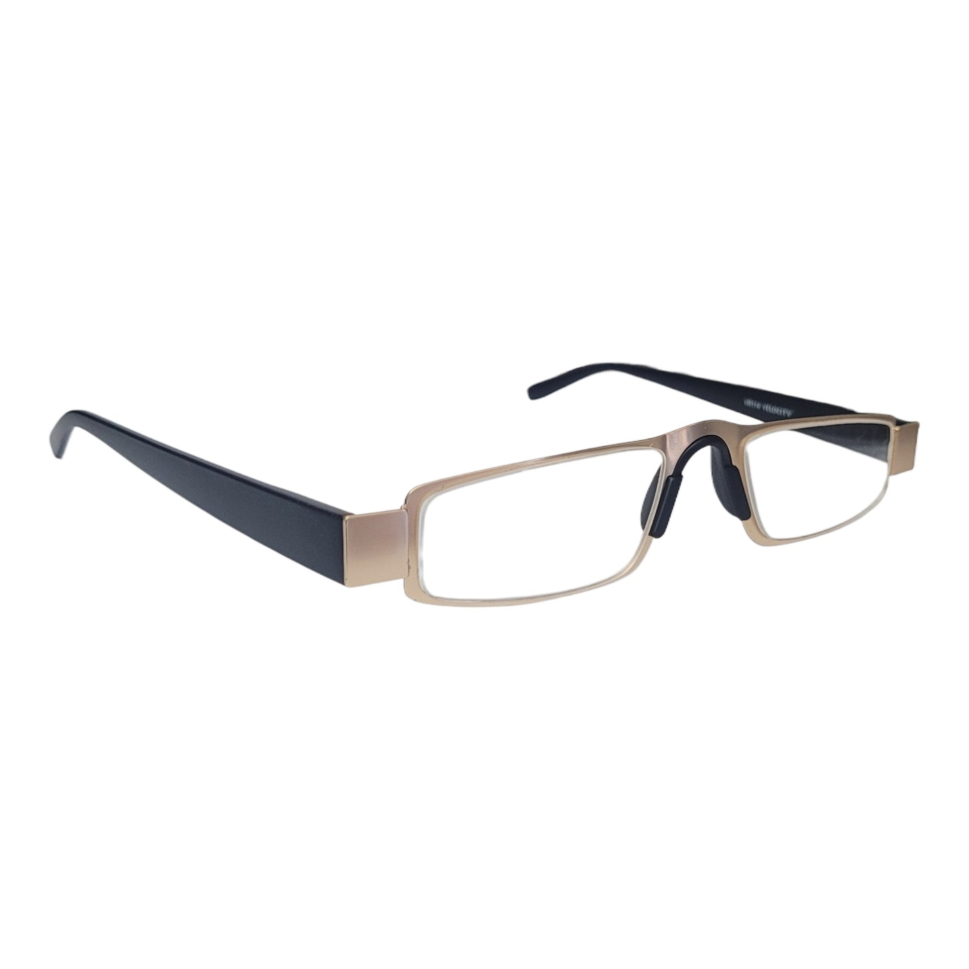 Golden Flat Slim Fix Nose Pad Unisex Rectangle Full Rim Power Reading Glasses For Men & Women | Near reading glasses - SoftTouchLenses